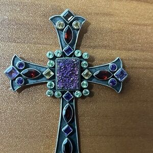 Nicky Butler .925 Sterling Silver Druzy Peridot Garnet Citrine Cross Pendant NB